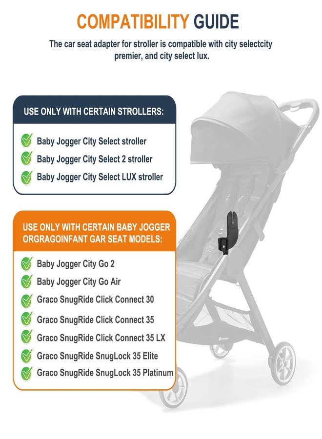 Henkgo Car Seat Adapter Compatible with Baby Jogger City Select, City Select 2, and City Select LUX Strollers for Graco Strollers Replacement Accessories-Black - Image 2