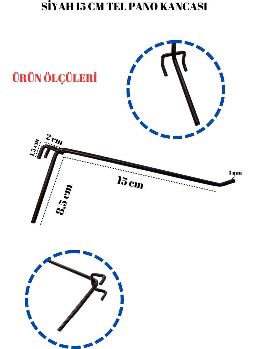 Manken İstanbul Mannequin Istanbul 15 cm - 25 Pieces Cnc Twist Durable Structure 15 cm Black Wire Board Hook  - Image 3