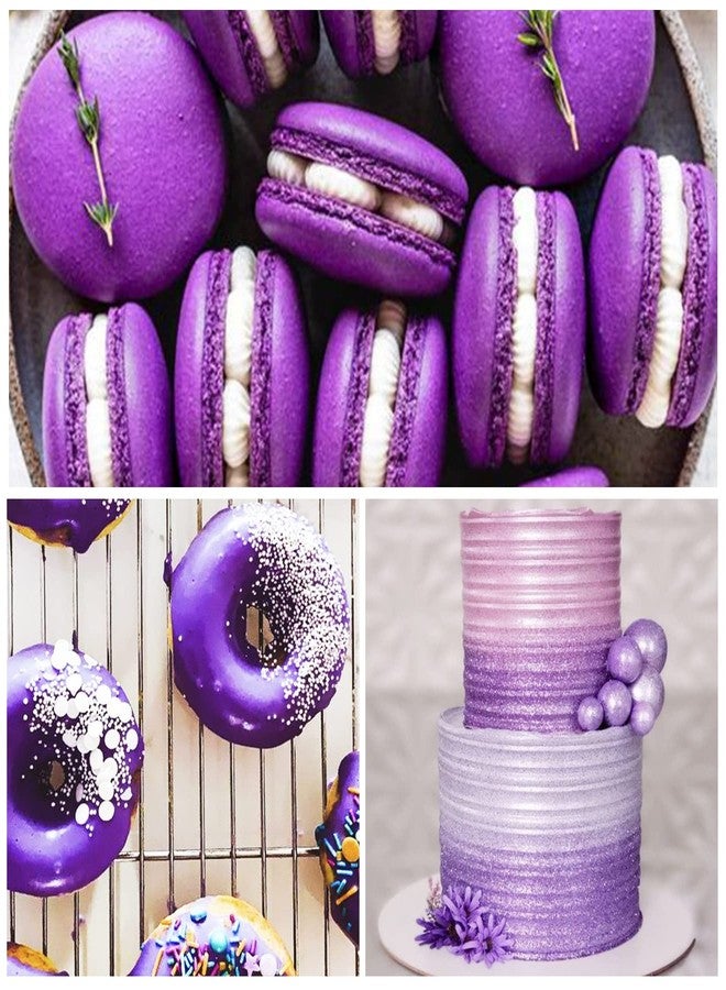 DecorRom Edible Glitter - 10g Luster Dust Edible Food Grade Coloring Glitter for Cake Decorating, Baking, Drinks - Shimmer Dust Powder, Metallic Color Dusting Powder for Icing, Fondant, Candy, Cookie (Violet) - Image 3