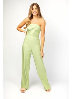 Little Mistress Rosamund Aloe Bandeau Pleated Jumpsuit  - Image 2
