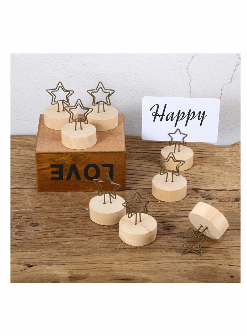 Excefore Wooden Base Card Holder Antique Wire Picture Holder Decorative Card Holder Picture Memo Notes Photo Holder - Image 3