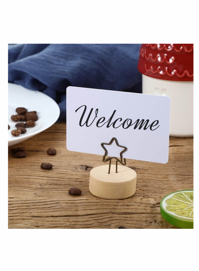 Excefore Wooden Base Card Holder Antique Wire Picture Holder Decorative Card Holder Picture Memo Notes Photo Holder - Image 2