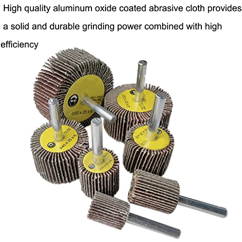 Tonmp 44 Pack 7 Size 80 Grit 1/4" Abrasive Flap Wheel Sander Set, Aluminum Oxide Flap Wheels Cylindrical Shape Sanding Wheel-1/4 Shank Fits All Drills - Image 5