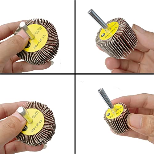 Tonmp 44 Pack 7 Size 80 Grit 1/4" Abrasive Flap Wheel Sander Set, Aluminum Oxide Flap Wheels Cylindrical Shape Sanding Wheel-1/4 Shank Fits All Drills - Image 3