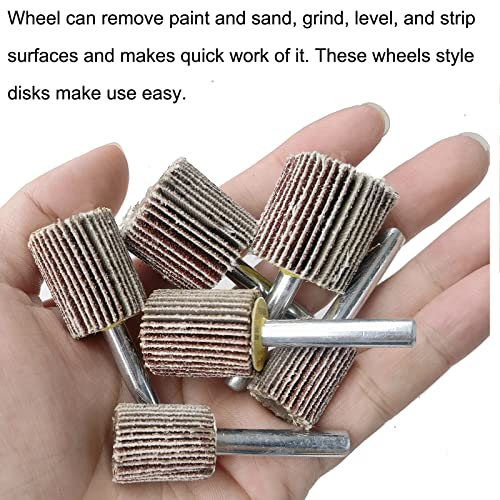 Tonmp 44 Pack 7 Size 80 Grit 1/4" Abrasive Flap Wheel Sander Set, Aluminum Oxide Flap Wheels Cylindrical Shape Sanding Wheel-1/4 Shank Fits All Drills - Image 4