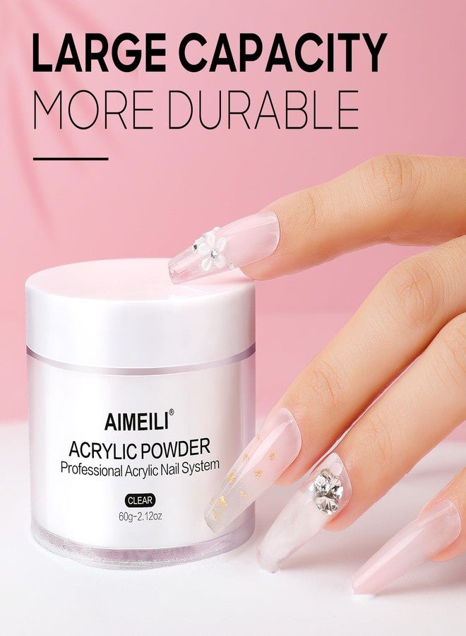 AIMEILI Clear Nail Acrylic Powder Nail Powder System for Acrylic Nails Extension French Nails Manicure Nail Carving No Need Nail Lamp Long-Lasting 60g - Image 2