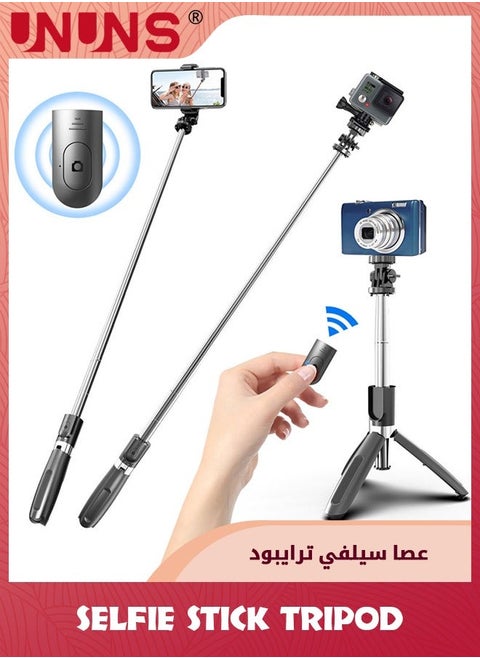 Selfie Stick Tripod,Selfie Tripod Stand Wireless Remote,Handheld With Detachable Bluetooth Remote,Extendable Pocket Compatible Galaxy Android Smartphones iPhone And Camera