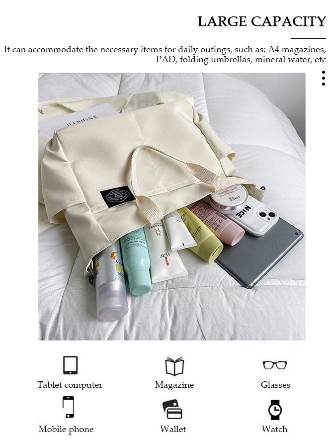 DUNISO Stylish Large Canvas Tote for Women,Simple One-Shoulder Canvas Bag, Simple Large-Capacity Handbag, Casual Art Canvas Travel Bag, Fashion Waterproof Nylon Shoulder Bag for Work Travel - Image 4