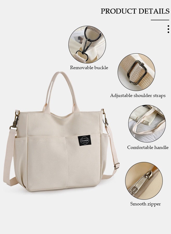 DUNISO Stylish Large Canvas Tote for Women,Simple One-Shoulder Canvas Bag, Simple Large-Capacity Handbag, Casual Art Canvas Travel Bag, Fashion Waterproof Nylon Shoulder Bag for Work Travel - Image 3