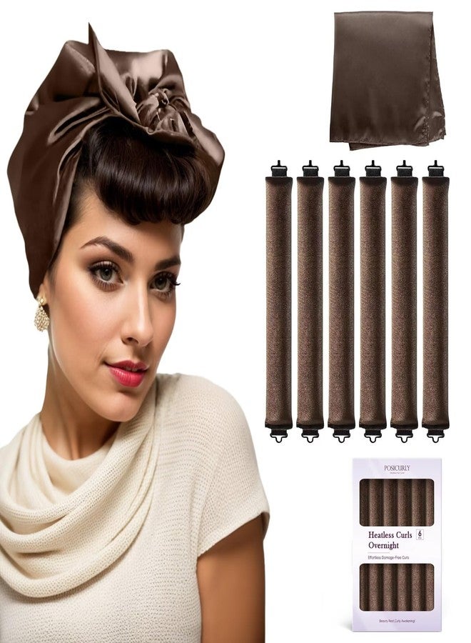 posicurly Overnight Hair Curlers Heatless Curls - 6 Pcs No Heat Blowout Curling Rods to Sleep In with Satin Hair Scarf - Image 1