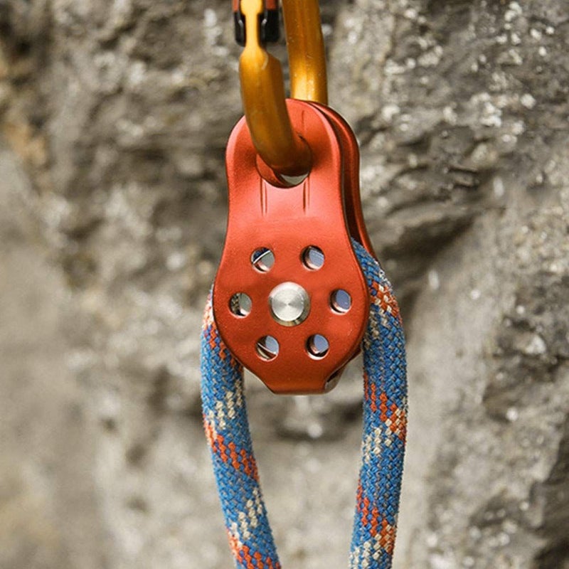 26Kn Climbing Pulley Fixed Plate Micro Pulley Aluminium Alloy Prevents Skidding Fits 12mm Rope For Hauling Outdoor Activity Orange - Image 3