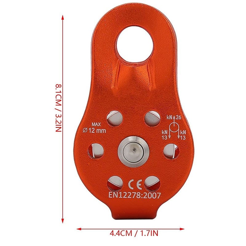 26Kn Climbing Pulley Fixed Plate Micro Pulley Aluminium Alloy Prevents Skidding Fits 12mm Rope For Hauling Outdoor Activity Orange - Image 5