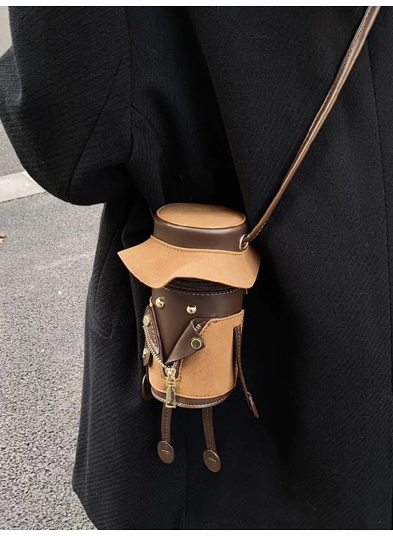 Design a unique fashionable brown round bag - Image 1