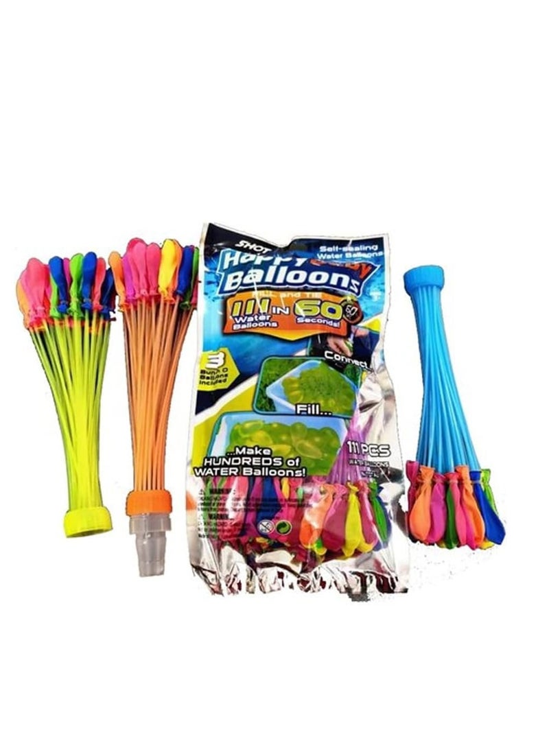 111pcs Quick Inflate Self Sealing Water Balloons, 3 Refill Kits for Summer Beach Pool Games, Birthday Parties, Water Paint Battles, Color Mix