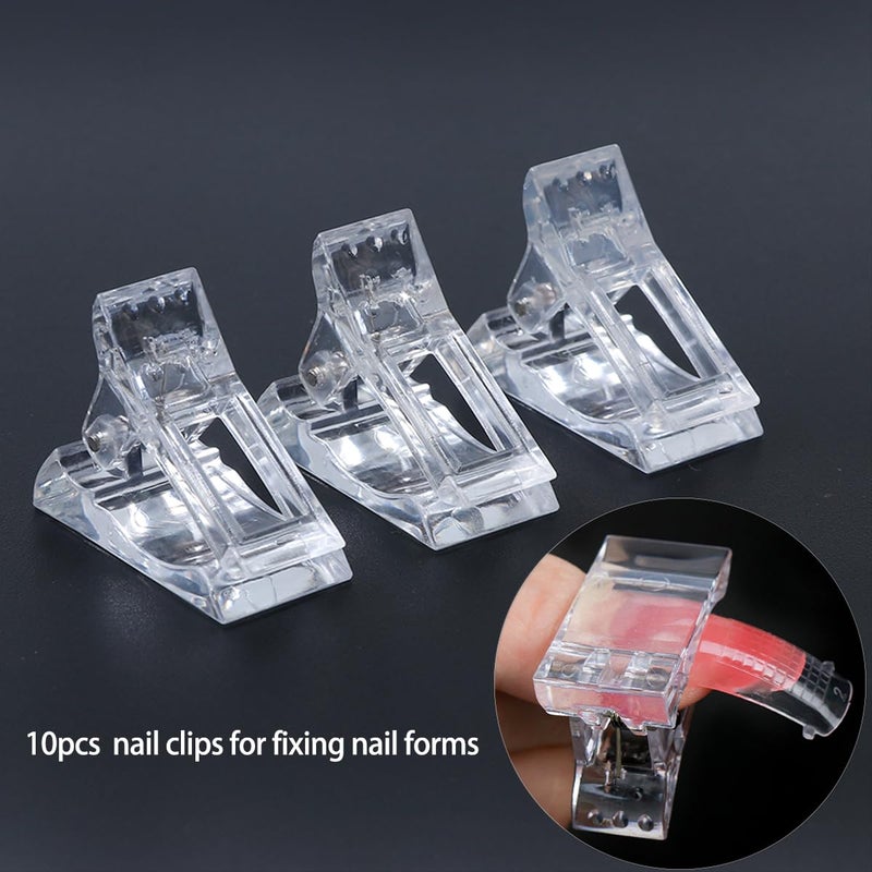 Fcozpjk Dual Nail Form Kit, 480pcs Dual Forms for Polygel Stiletto Coffin Ballerina Extension Forms 10pcs Clear Clips With Gel Brush Pen Nails Files Buffer Nail Extension Kit for Beginner - Image 4