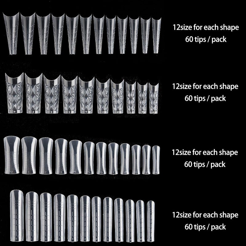 Fcozpjk Dual Nail Form Kit, 480pcs Dual Forms for Polygel Stiletto Coffin Ballerina Extension Forms 10pcs Clear Clips With Gel Brush Pen Nails Files Buffer Nail Extension Kit for Beginner - Image 3