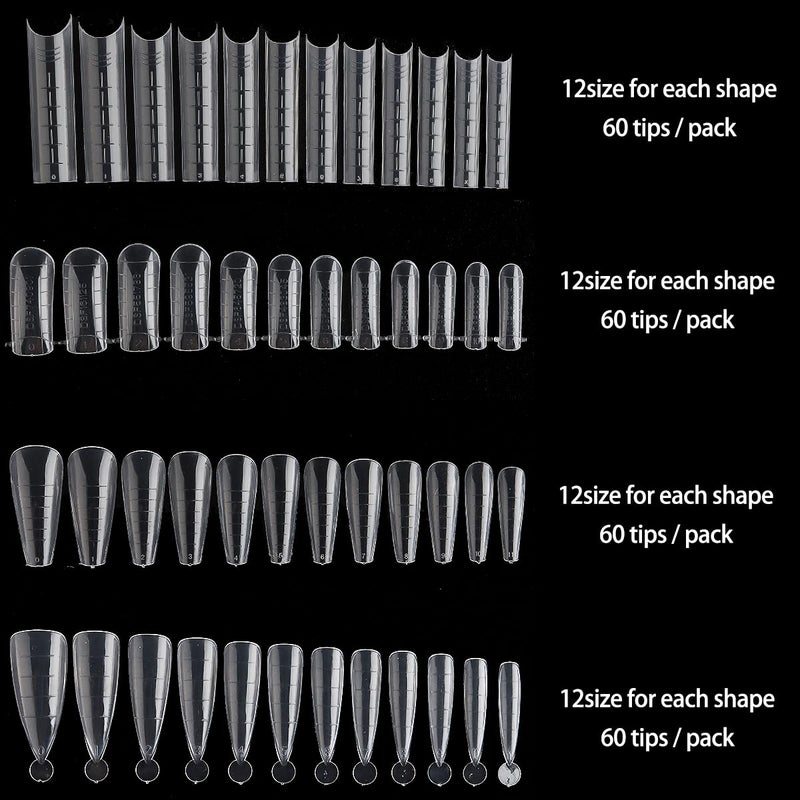 Fcozpjk Dual Nail Form Kit, 480pcs Dual Forms for Polygel Stiletto Coffin Ballerina Extension Forms 10pcs Clear Clips With Gel Brush Pen Nails Files Buffer Nail Extension Kit for Beginner - Image 2
