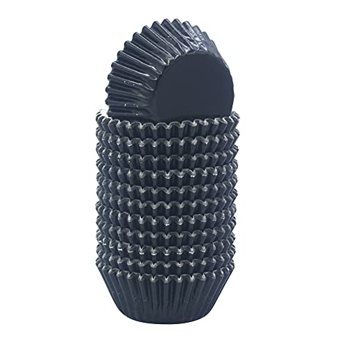 Huaswan Black Foil Cupcake Liners Mini Paper Baking Cups for Party and More, 240-Count - Image 1