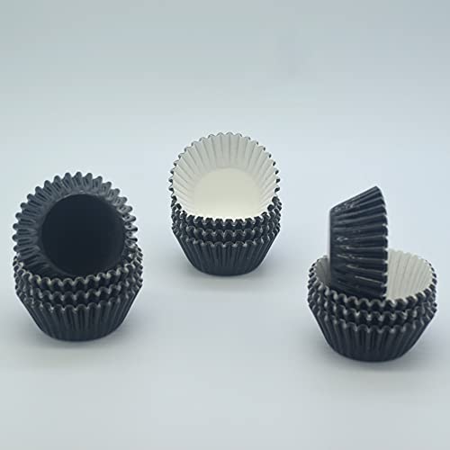 Huaswan Black Foil Cupcake Liners Mini Paper Baking Cups for Party and More, 240-Count - Image 3