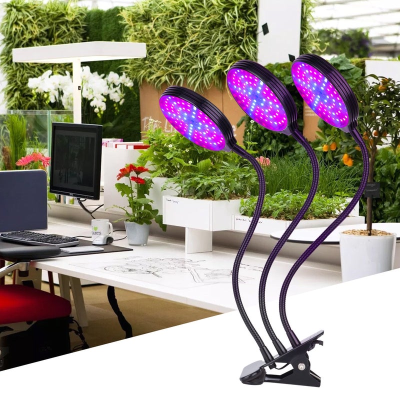 مصباح LED لنمو النباتات مزود بعنق مرن وقاعدة تثبيت بمشبك - مصباح داخلي لزراعة شتلات الأعشاب والخضراوات - ضوء كامل الطيف يعمل بمنفذ USB مع 5 مستويات إضاءة قابلة للتعديل ومؤقت تلقائي لمدة 4/8/12 ساعة - Image 2