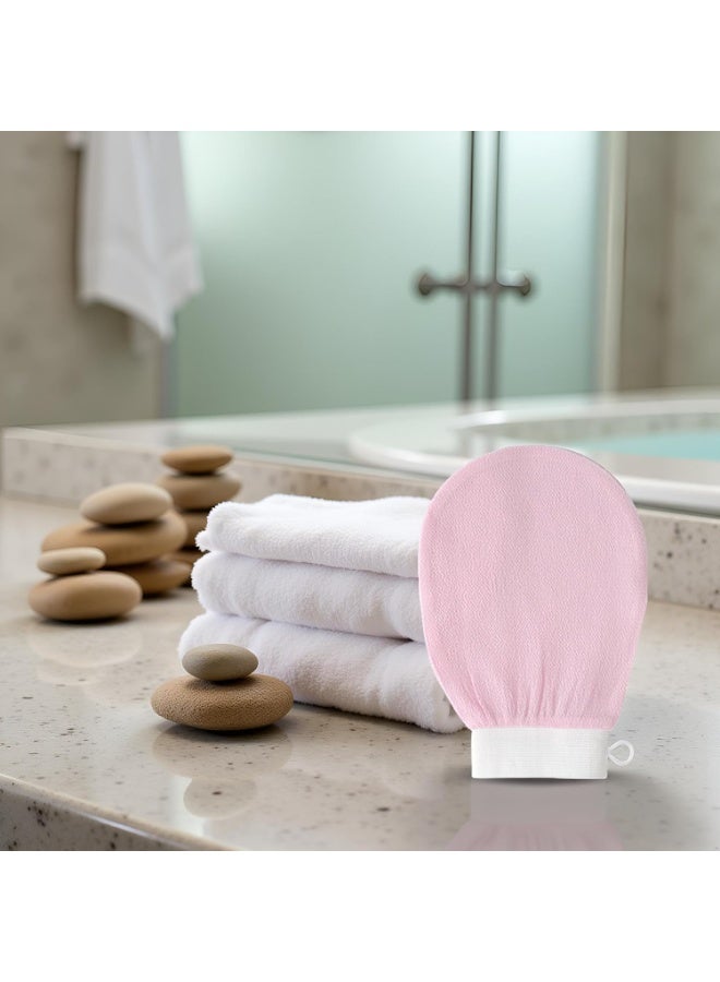 Moroccan Hammam Exfoliating Glove Korean Bath Scrub Mitt Dead Skin Remover Reusable Shower Glove for Men and Women Light Pink - Image 4