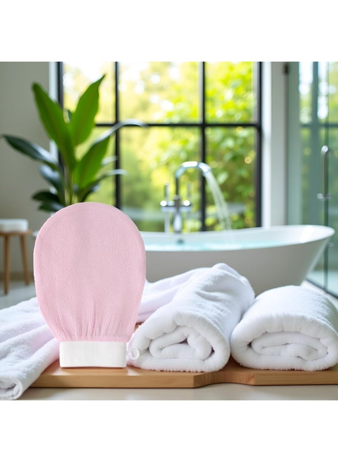 Moroccan Hammam Exfoliating Glove Korean Bath Scrub Mitt Dead Skin Remover Reusable Shower Glove for Men and Women Light Pink - Image 2