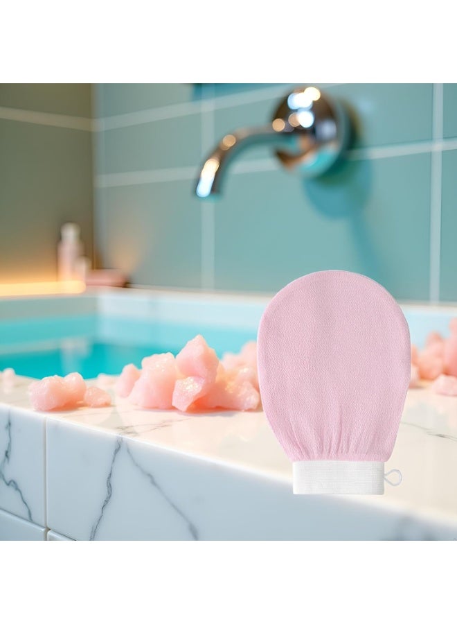 Moroccan Hammam Exfoliating Glove Korean Bath Scrub Mitt Dead Skin Remover Reusable Shower Glove for Men and Women Light Pink - Image 3