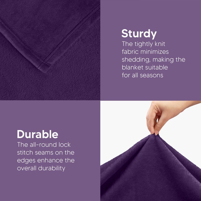 Utopia Bedding Fleece Blanket Throw Size Purple 300GSM Luxury Anti-Static Fuzzy Soft Microfiber Blanket for Couch, Sofa and Bed (60x50 Inch) - Image 5