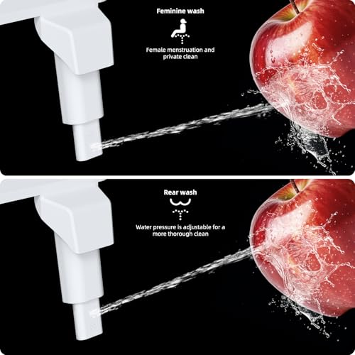 Hibbent Bidet Attachment for Toilet, Non-Electric Dual Nozzle for Frontal & Rear Wash, Adjustable Water Pressure Control, Fresh Water Bidet Toilet Seat, Self Cleaning Water Sprayer, Matte Black - Image 3