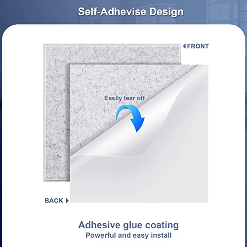 DEKIRU Self Adhevise Acoustic Panels Sound Proof Padding, 12 X 12 X 0.4 Inches High Density Sound Proof Foam Panels Used in Home & Offices ï¼Ë†12 Pack Greyï¼â€° - Image 4