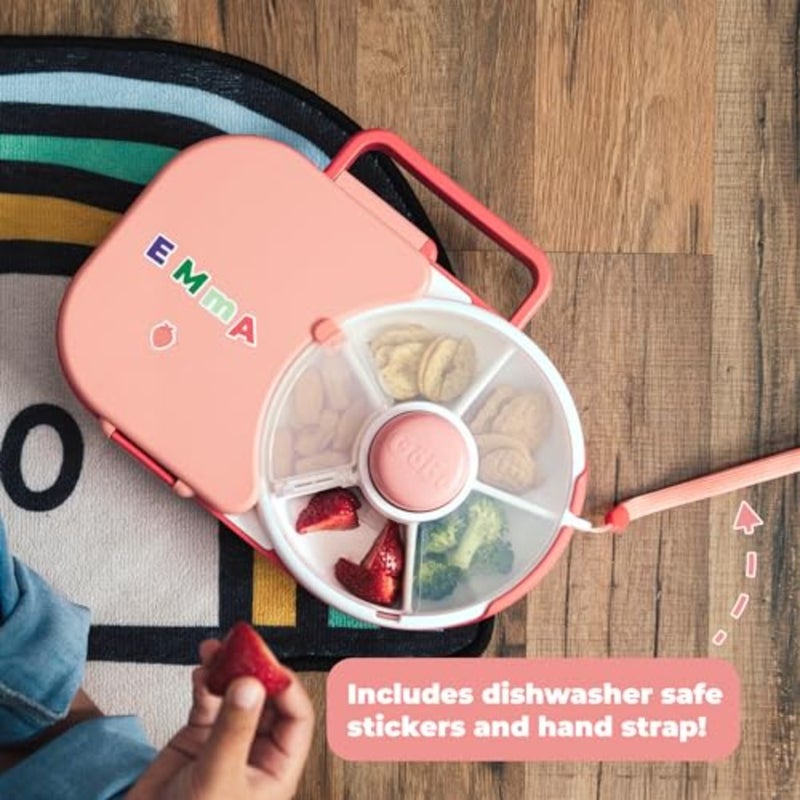 lunchbox for school use, food-grade plastic, blue, detachable snack spinner with 5 small + 1 large compartment, BPA PVC free and dishwasher safe - Image 5