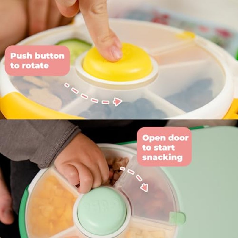 lunchbox for school use, food-grade plastic, blue, detachable snack spinner with 5 small + 1 large compartment, BPA PVC free and dishwasher safe - Image 2