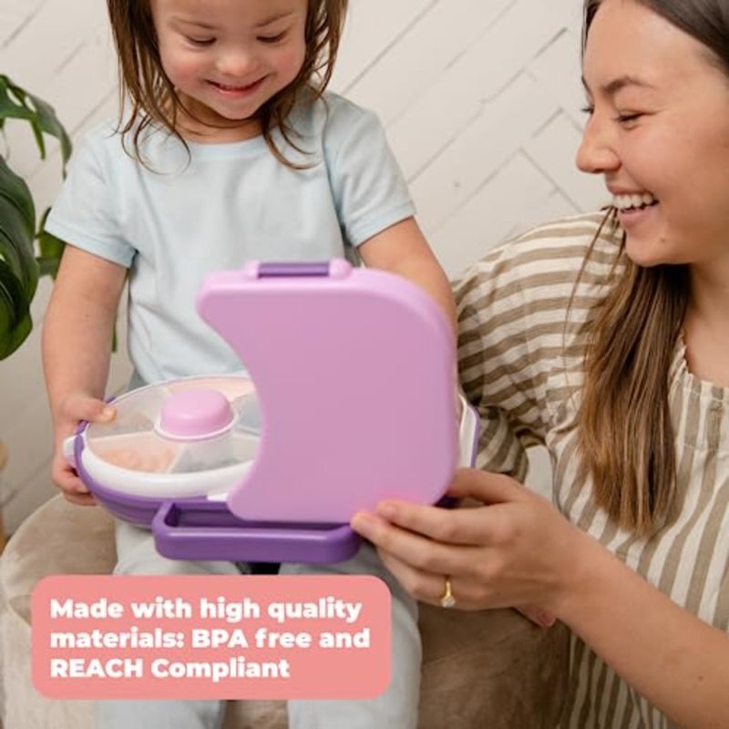 lunchbox for school use, food-grade plastic, blue, detachable snack spinner with 5 small + 1 large compartment, BPA PVC free and dishwasher safe - Image 3