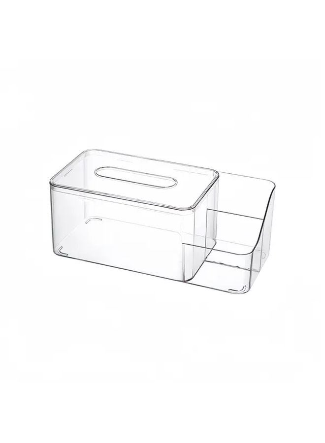 صندوق المناديل المربع الحديث ذو الشبكة المزدوجة الشفافة مع غطاء - موزع صحي بنقرة واحدة - Image 1