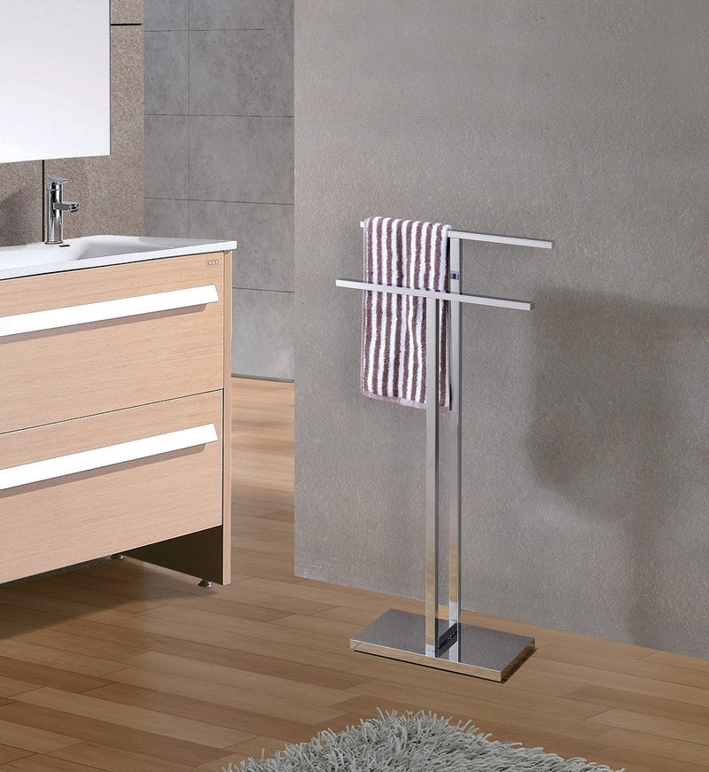 Kings Brand Furniture Kings Brand Furniture  Mertzon Modern Metal FreeStanding Towel Rack Stand Chrome 