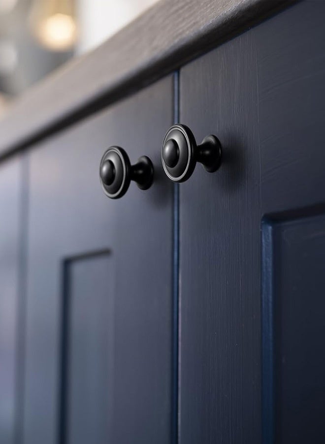 كيرانيكسي مجموعة من 14 قطعة من مقابض الخزائن الدائرية، أدوات الأدراج، مقابض وأيدي سحب للخزائن مقاس 30 مم للخزائن والمطابخ مع برغي (أسود) - Image 4