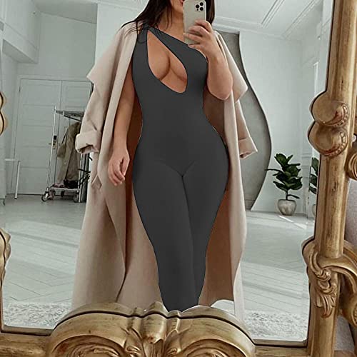 SHESEEWORLD Women's Sexy Cutout Sleeveless One Shoulder Bodycon Backless Party Short Long Jumpsuits Romper - Image 3