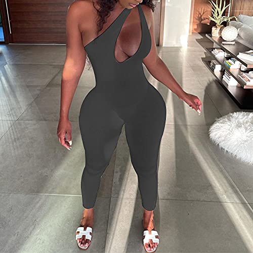 SHESEEWORLD Women's Sexy Cutout Sleeveless One Shoulder Bodycon Backless Party Short Long Jumpsuits Romper - Image 4