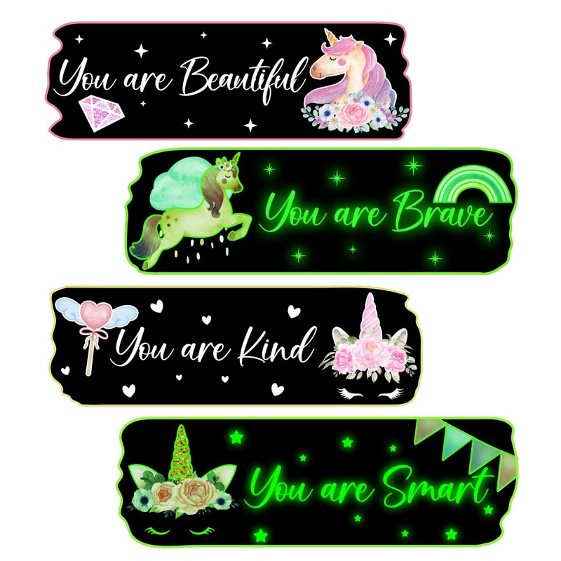 Glow in The Dark Stars Unicorn Wall Decals Glowing Motivational Wall Art Inspirational Sticker Peel and Stick Wall Decal for Girls Room