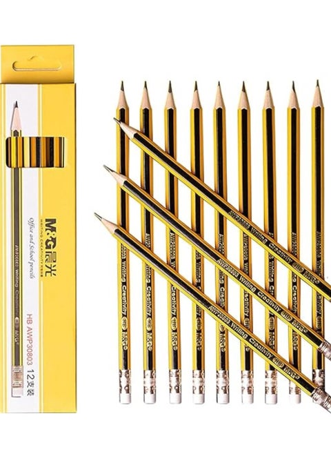 M&G AWP30871 pencils Set Of 12 Pieces HB - Yellow Black