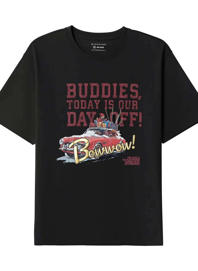 GIORDANO Men’s Graphic Print Cotton Jersey Tee – Relaxed Fit