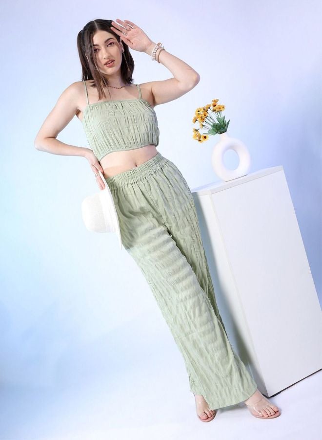 Freehand Women Fit and Flared Elasticated Sleeveless Mid Rise Top and Pant Co-Ord Set - Image 1