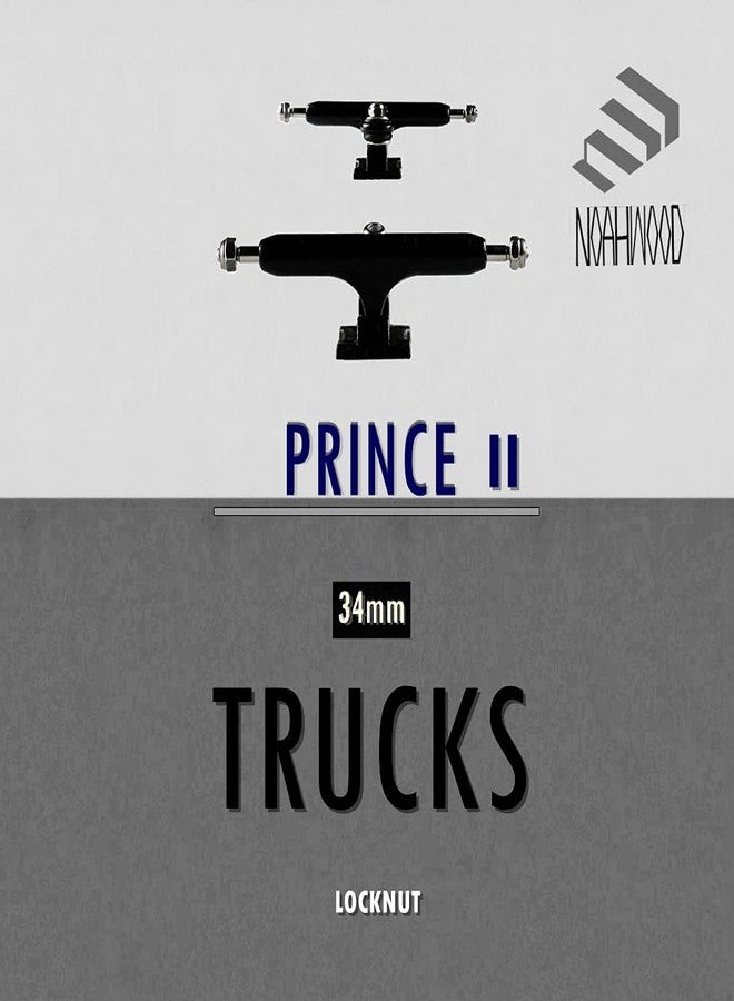 NOAHWOOD Fingerboards Parts Professional Prince II Trucks (34mm) + Update Self-locking Nuts (Black) - Image 3