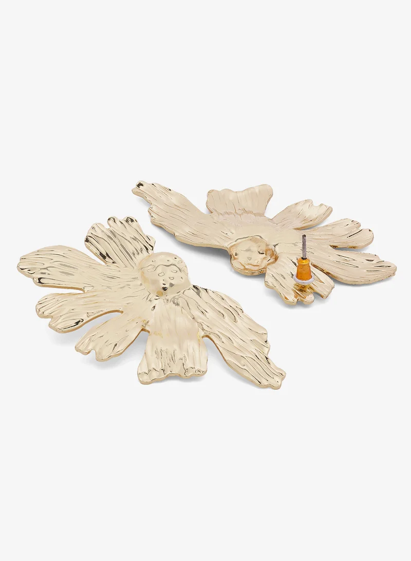 جينجر Chunky Asymmetical Gold Earrings