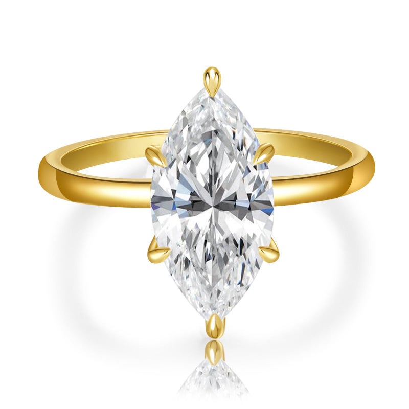 AVECON 3.5CT Marquise Cut Engagement Ring for Women, Wedding Promise Cubic Zirconia Band, 14K Gold Plated Simulated Diamond Rings Size 8 - Image 1