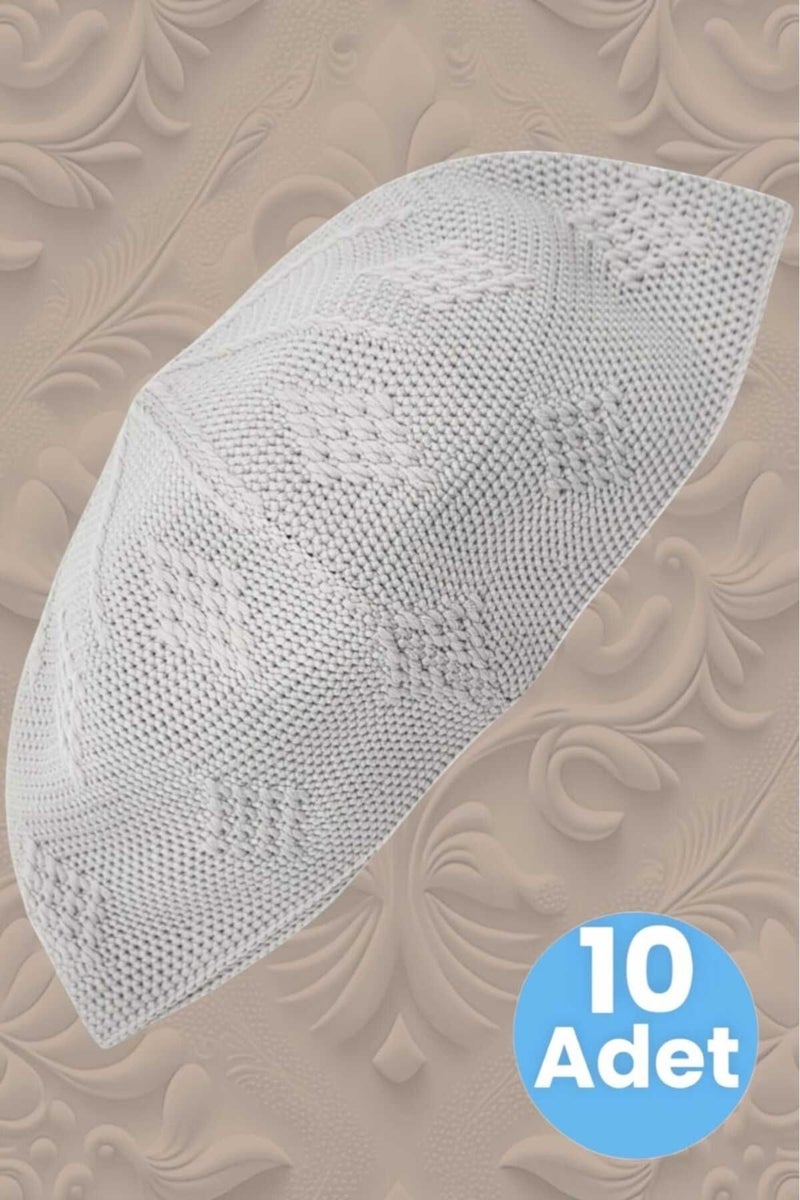 Hızırım 10-Piece Woven Knitted Patterned Skullcap Quality Prayer Cap  - Image 1