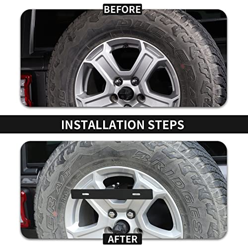 Hoolcar Spare Tire License Plate Relocation Bracket Holder for 2007-2021 Jeep Wrangler JK JKU JL JLU, Black - Image 2