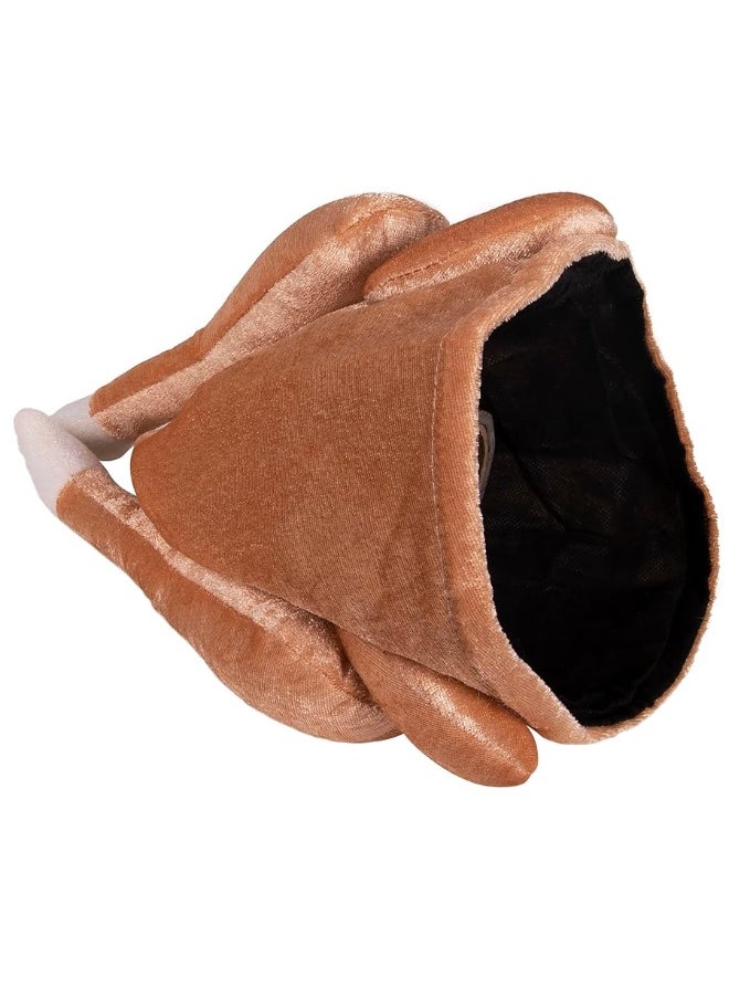 Funny Party Hats - Kangaroo Plush Thanksgiving Day Roasted Turkey Hat Tan - Image 1
