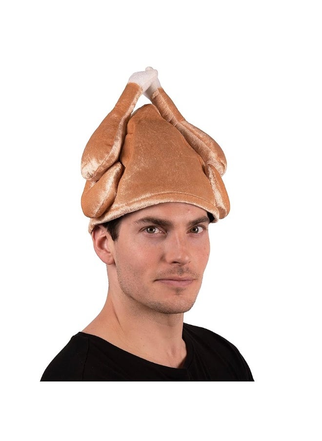Funny Party Hats - Kangaroo Plush Thanksgiving Day Roasted Turkey Hat Tan - Image 1