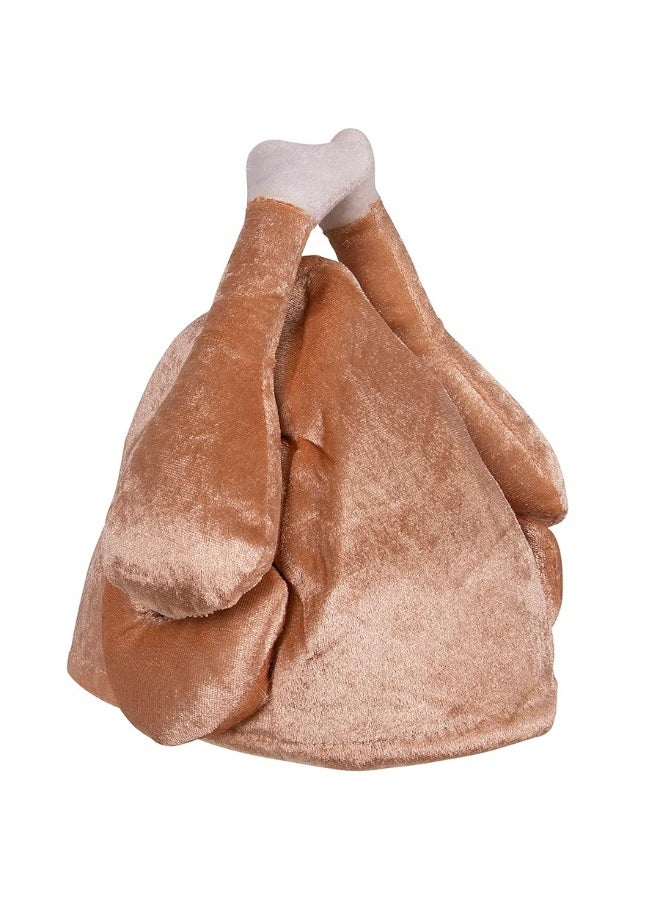 Funny Party Hats - Kangaroo Plush Thanksgiving Day Roasted Turkey Hat Tan - Image 1